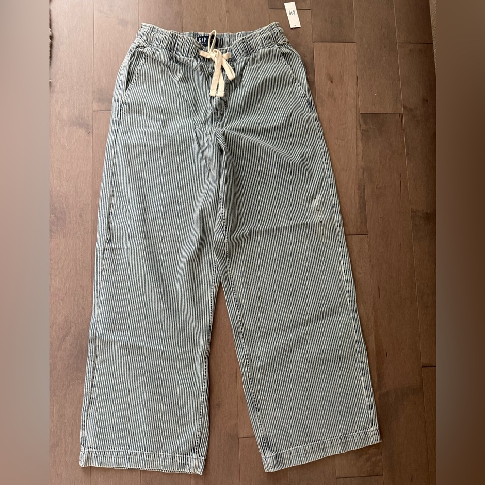 Gap High Rise Pull-On Wide-Leg Jeans Blue Stripe size S